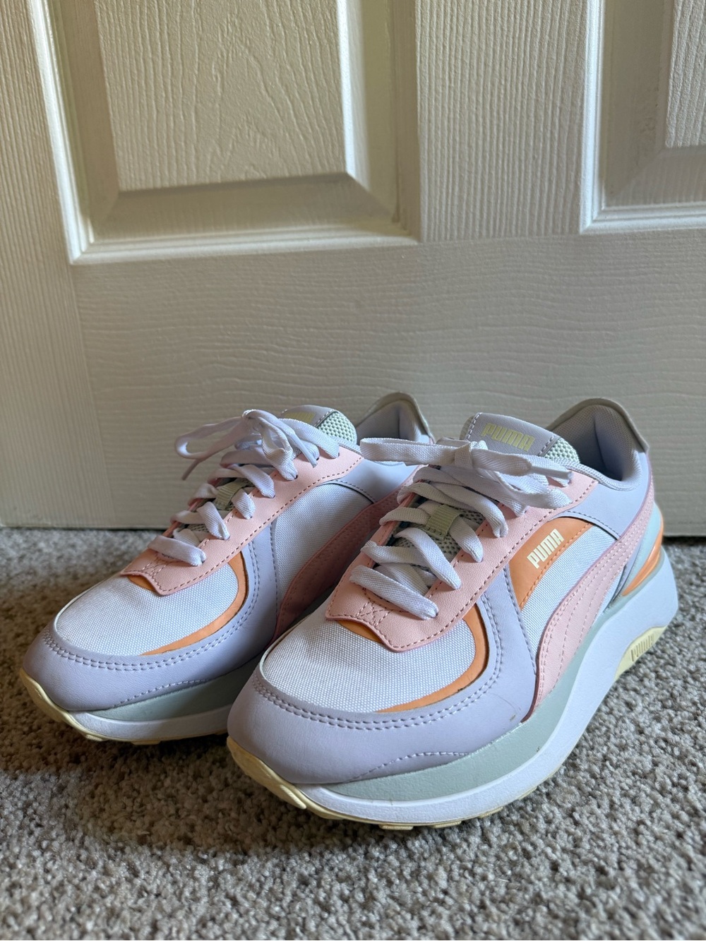 Puma Pastel Lavender and Peach Platform Sneakers